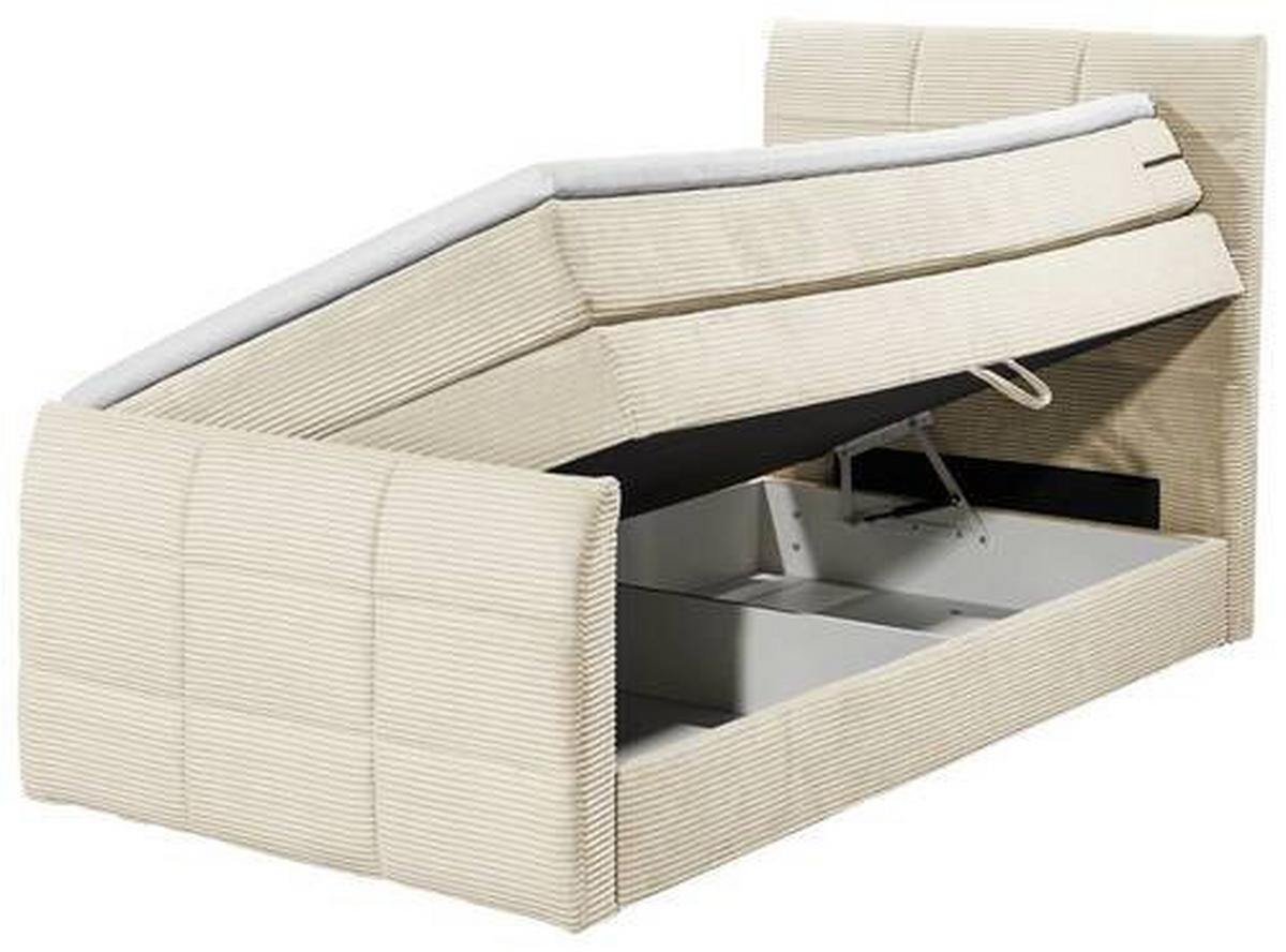 Boxspringbett Mit Topper & Bettkasten 120x200 Bolivia - Creme/Schwarz, MODERN, Holzwerkstoff/Textil (120/200cm) - MID.YOU