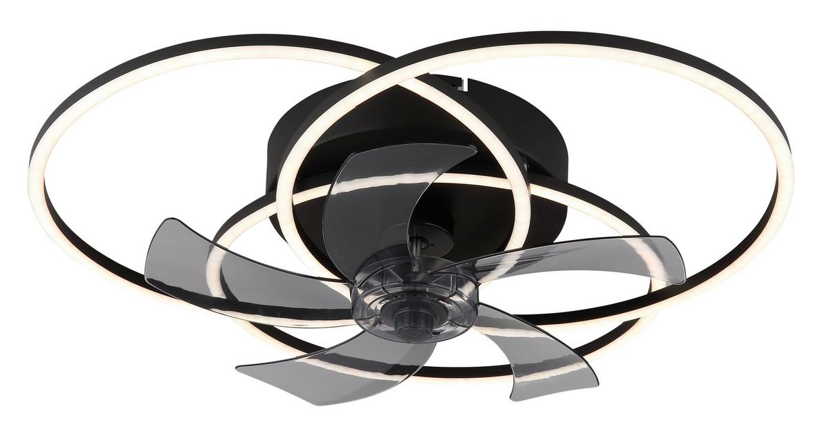 Deckenventilator 03645 Alia - Hellgrau/Schwarz, Design, Kunststoff/Metall (58/17,5cm) - Globo