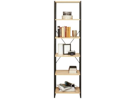 Regál Bono - čierna/dub sonoma, Moderný, kov/kompozitné drevo (50/180/35cm) - Modern Living Regál Bono - čierna/dub sonoma, Moderný, kov/kompozitné drevo (50/180/35cm) - Modern Living