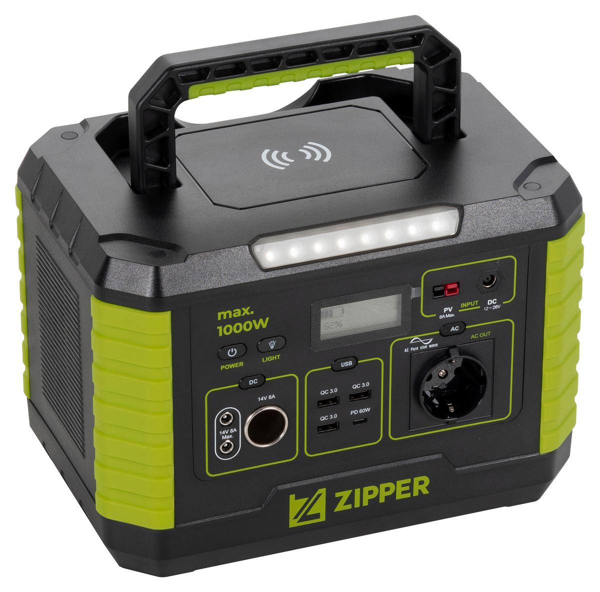 Powerstation Zi-Ps1000 1000 W Tragbar - Schwarz/Grün, Basics (27,4/29,5/41cm) - Zipper