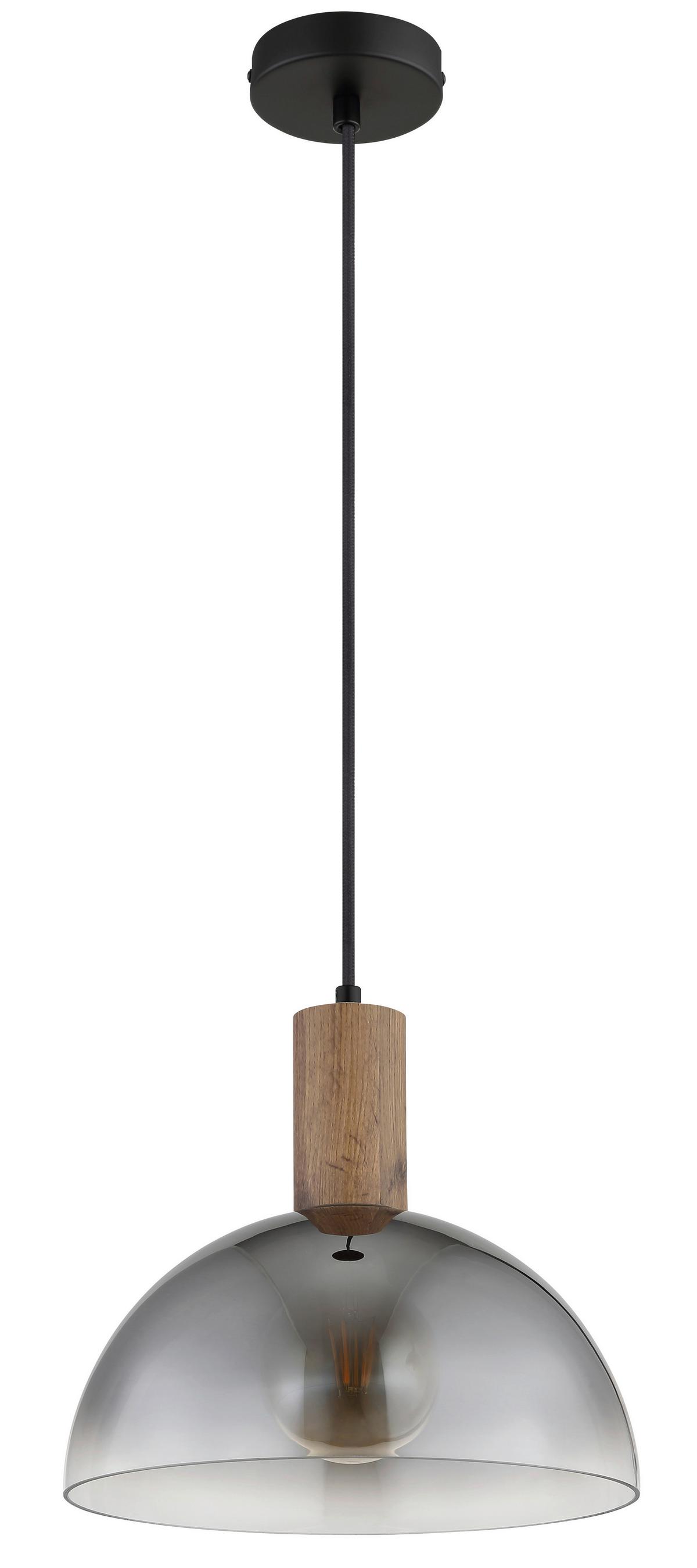 Hängeleuchte Exkl. 1xe24, 60w - Klar/Dunkelbraun, Design, Glas/Holz (30/12cm) - Globo