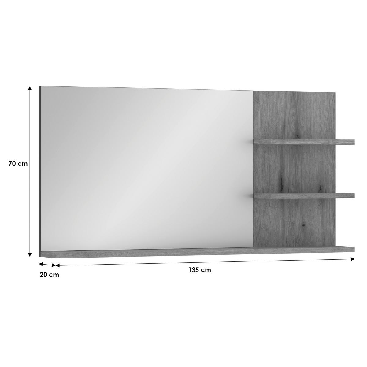 Badezimmerspiegel Cotia Cotll 2 - Eichefarben/Anthrazit, MODERN, Glas/Holzwerkstoff (135/70/20cm) - James Wood