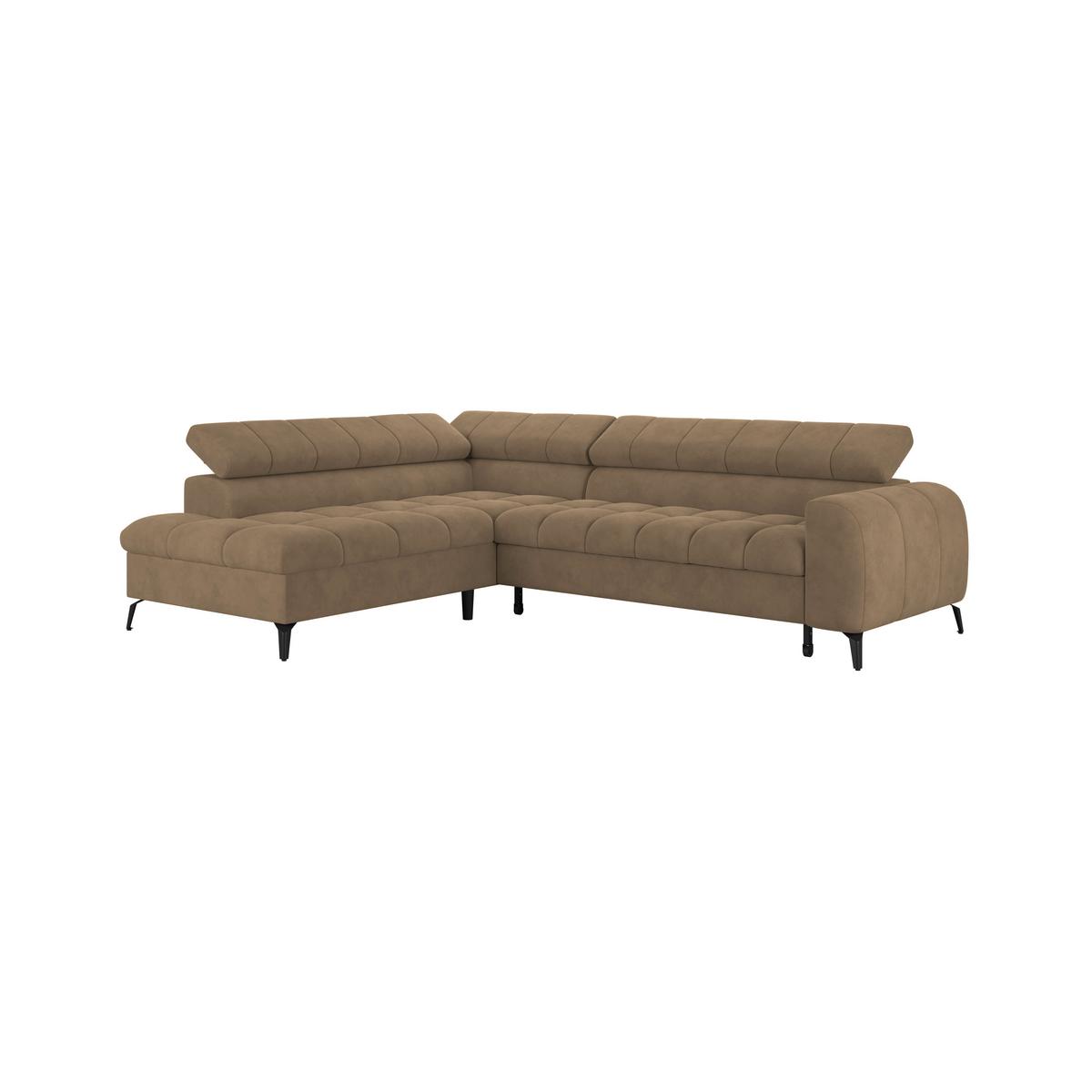Ecksofa Volf Links New Braun, S: 203x261 Cm - Schwarz/Braun, Trend, Kunststoff/Textil (203/261cm)