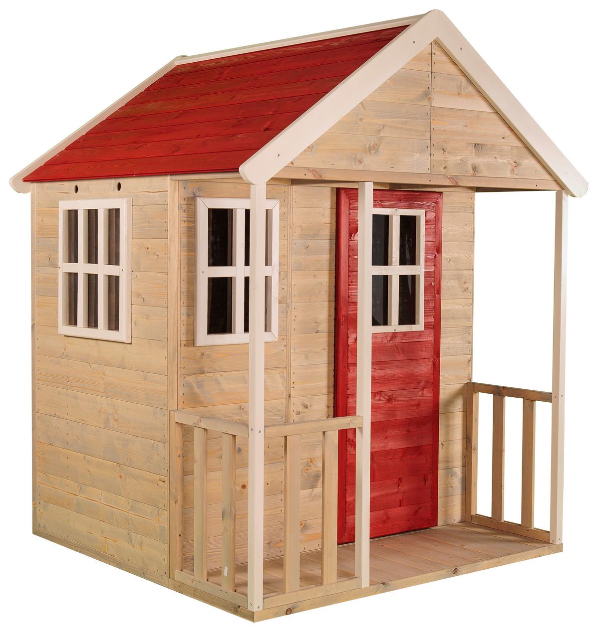 Spielhaus Fuchs Naturfarben/rot, B: 120 Cm - Rot/Naturfarben, KONVENTIONELL, Holz (120/155/120cm)