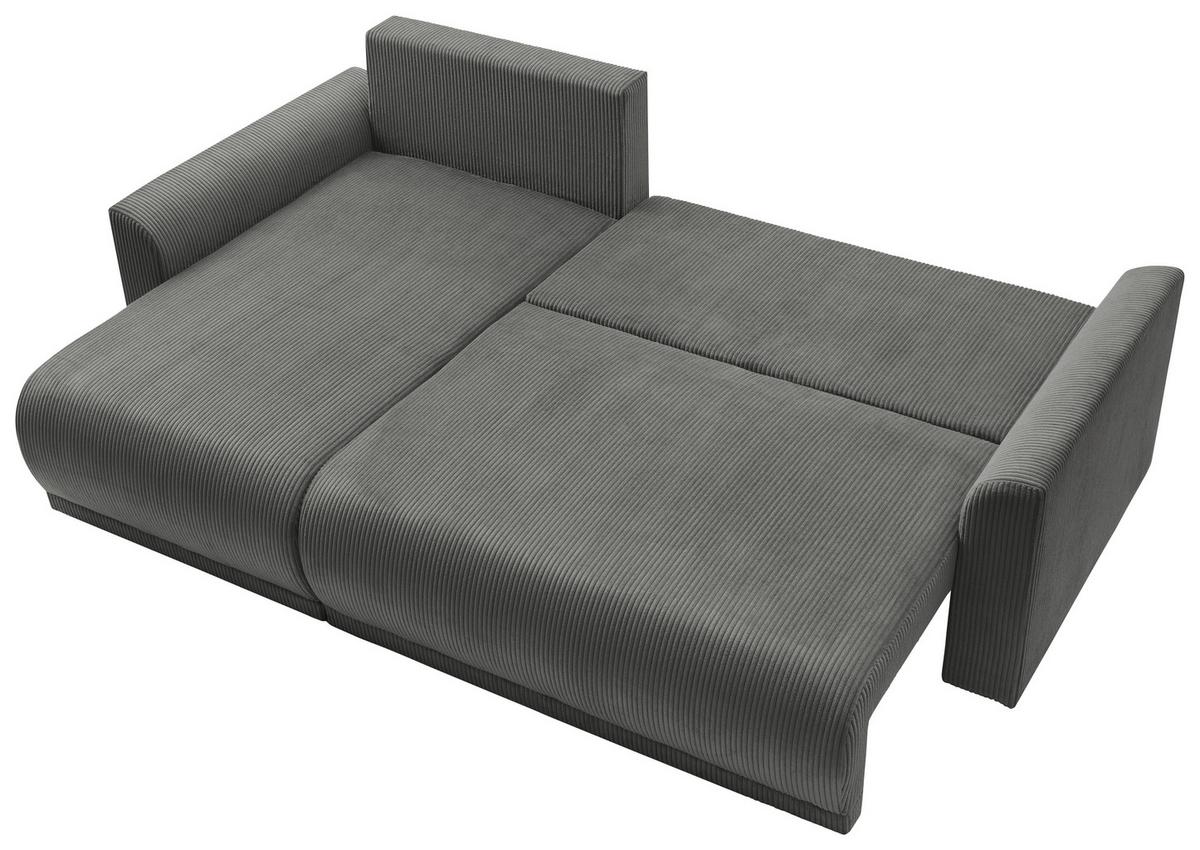 Rohová sedačka KIM L146, obojstr., tmavosivý menčester - tmavosivá, Modern, drevo (233/146cm)