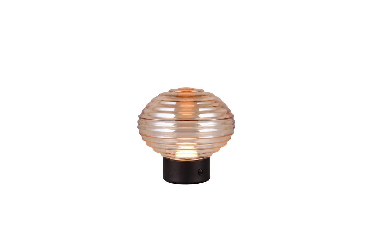 Akku-tischleuchte R57771113 Earl - Bernsteinfarben/Schwarz, KONVENTIONELL, Glas/Metall (15,5/14,5cm)