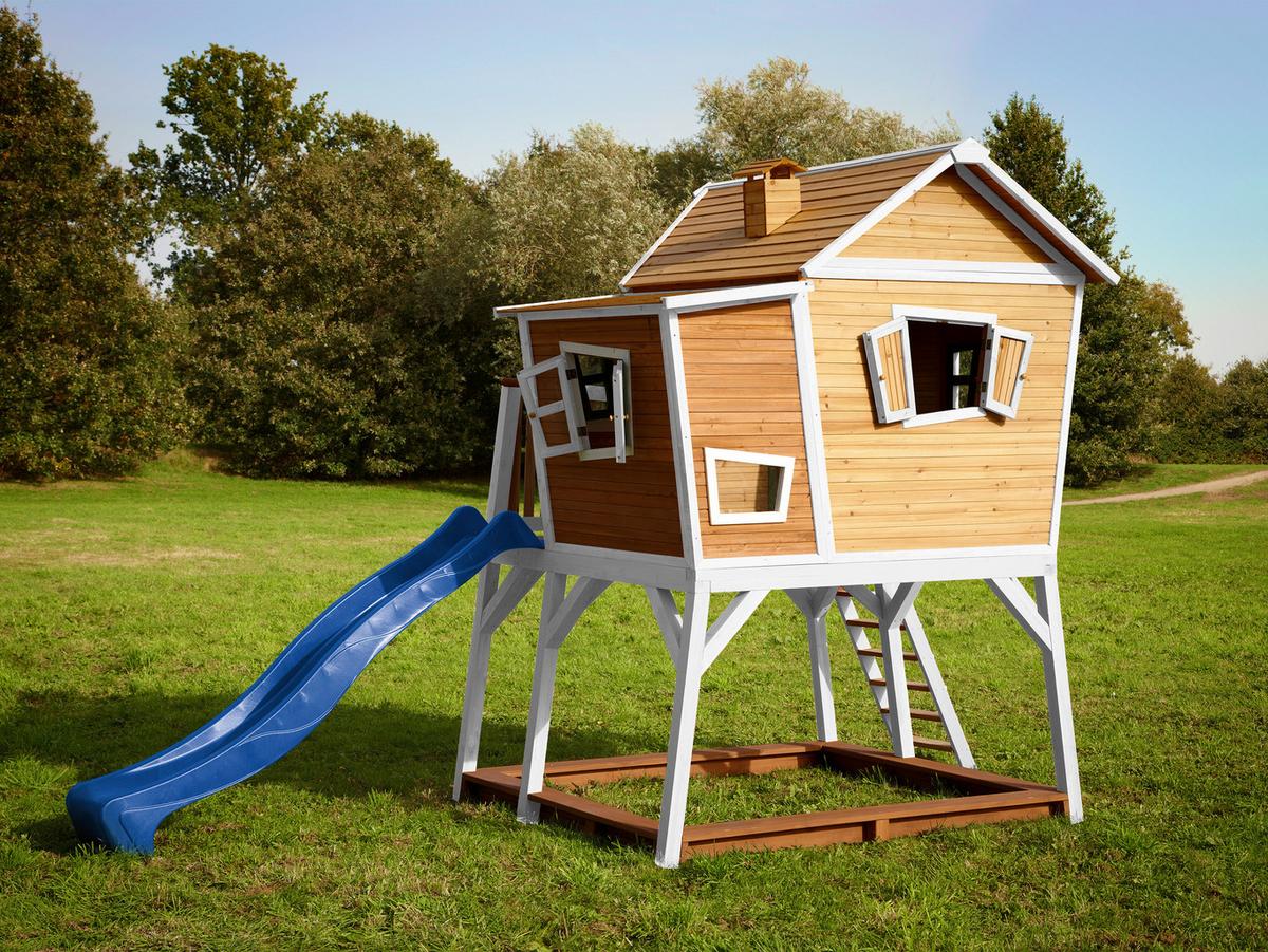 Spielturm A030.150.31 - Blau/Braun, KONVENTIONELL, Holz (432/288/193cm) - Ambia Garden