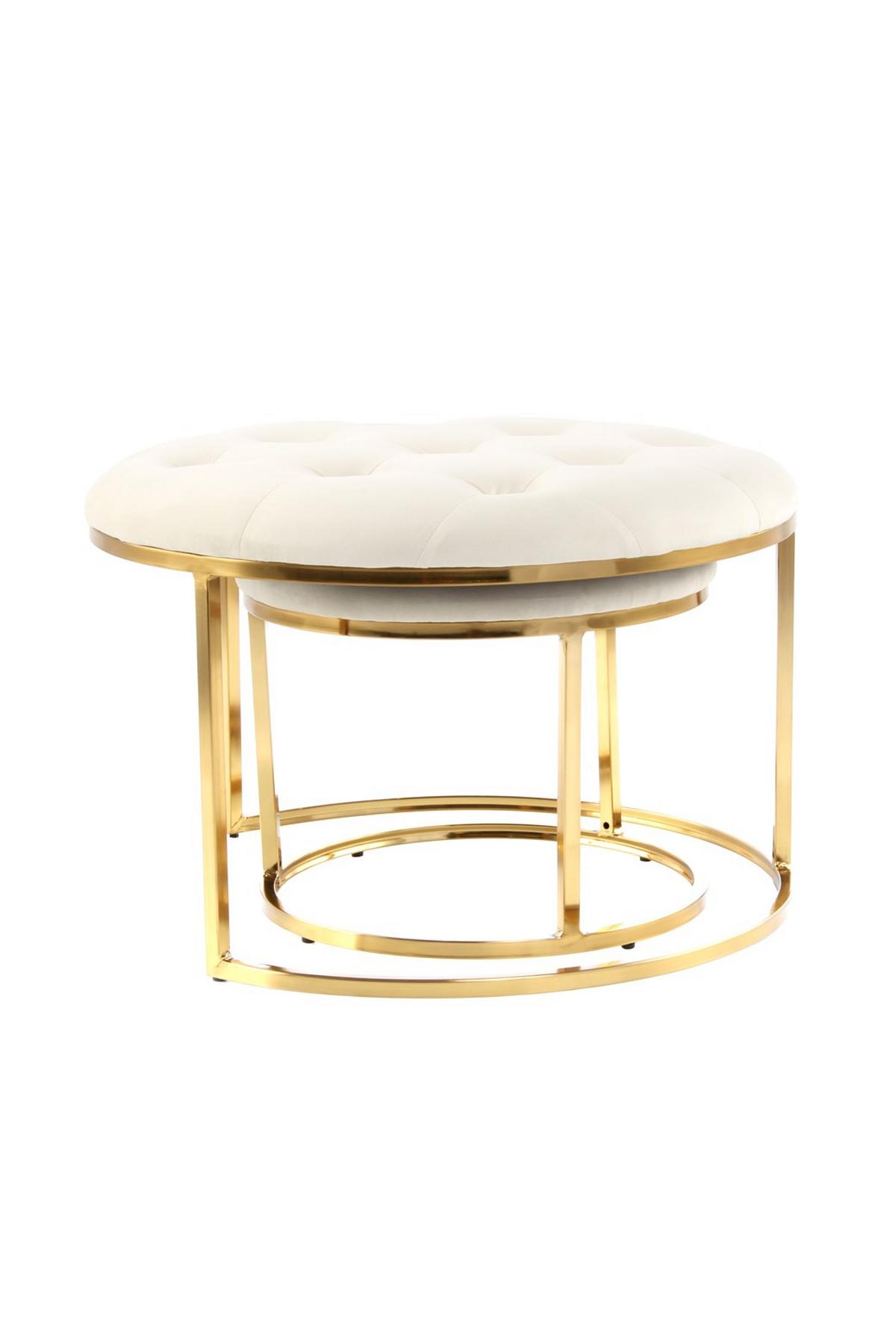 Hockerset Becky Creme/Goldfarben D: 40/60 cm - Goldfarben/Creme, Design, Textil/Metall (40-60/32-41cm) - Kayoom