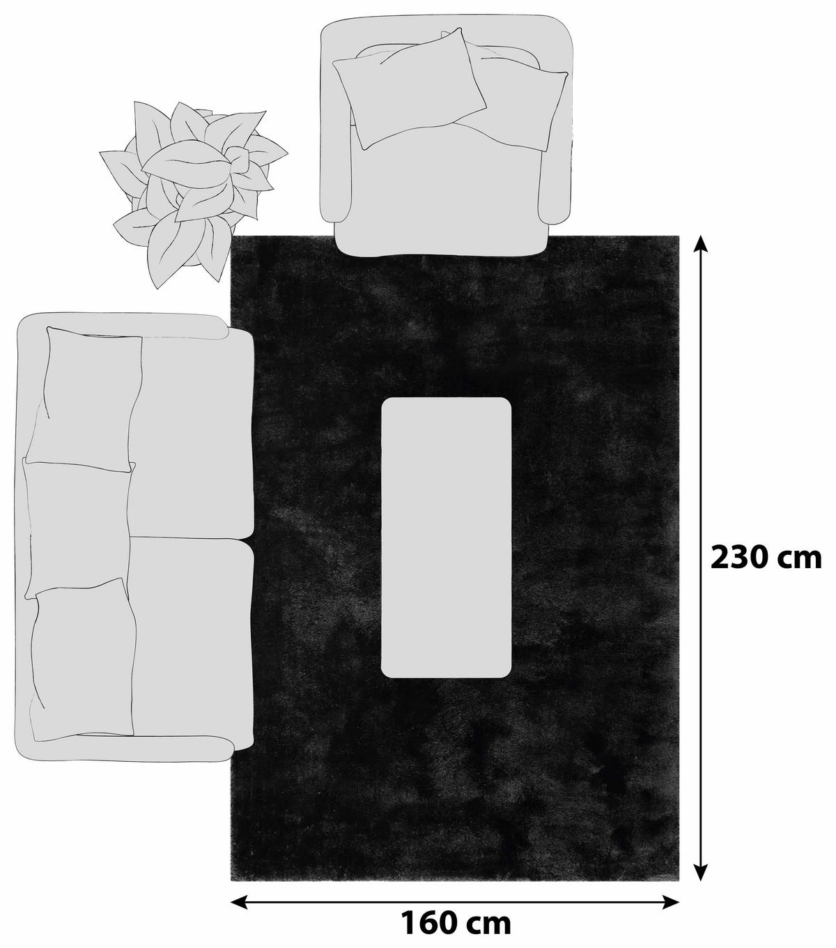 Hochflorteppich Relaxx Schwarz 160x230 cm - Schwarz, Basics, Textil (160/230cm) - Esprit