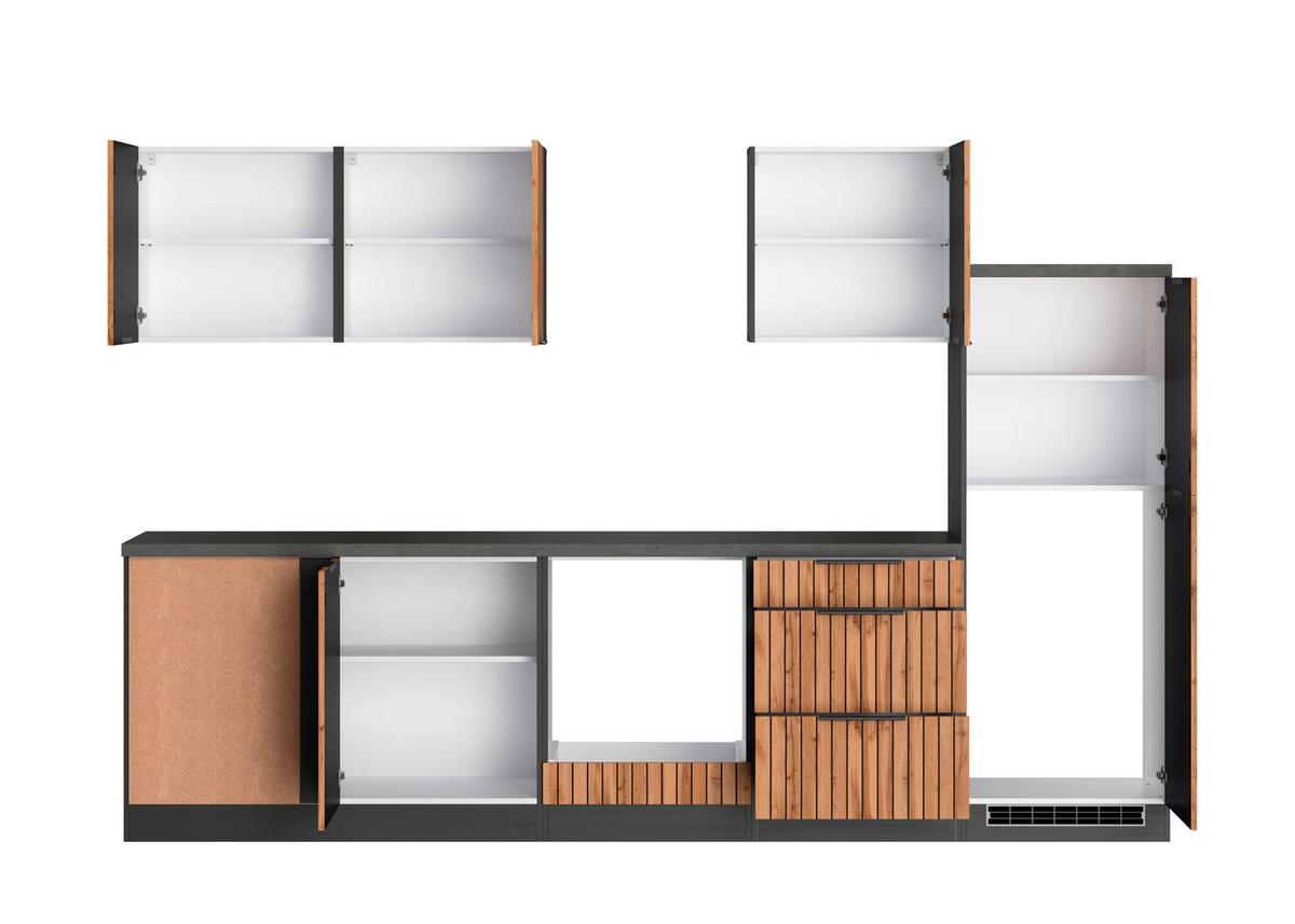 Eckküche Liverpool Graphit/ Eiche Dekor S: 300x240 Cm - Schieferfarben/Eiche Wotan, Basics, Holzwerkstoff (300/240cm) - Held