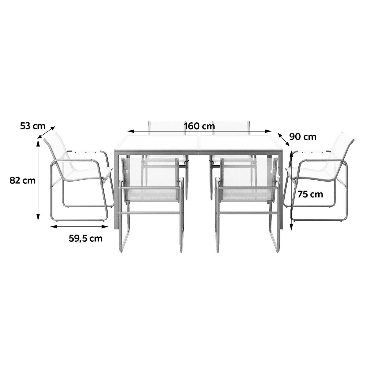 Kerti Bútorszett Genua - natúr/sötétszürke, Modern, műanyag/textil (53/160/82/75/59,5/90cm) - Best Price