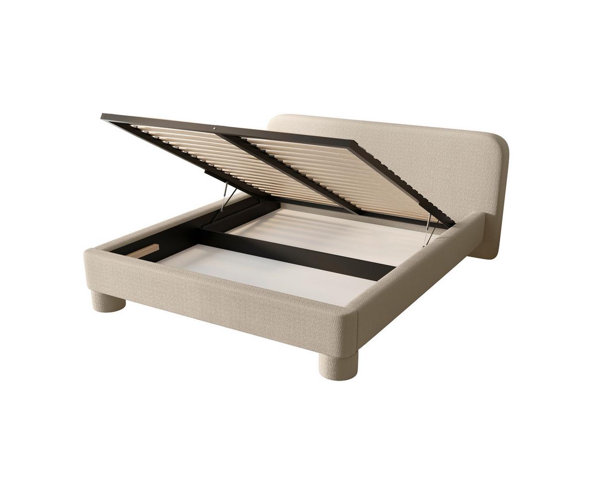 Polster Bett Bill 120 Creme LF: 120x200 cm - Creme/Schwarz, MODERN, Textil/Metall (140/200cm) - MID.YOU