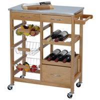 Servierwagen Holz Massiv Kieferfarben Mit 3 Ablagen - Kieferfarben, Basics, Holz (66/84/36cm)