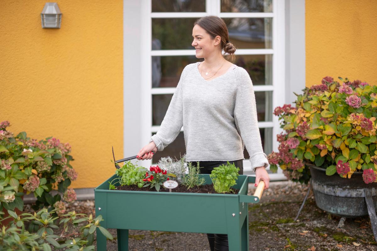 Hochbeet Kräuterfabrik Urban - Olivgrün, Basics, Metall (35/80/75cm)