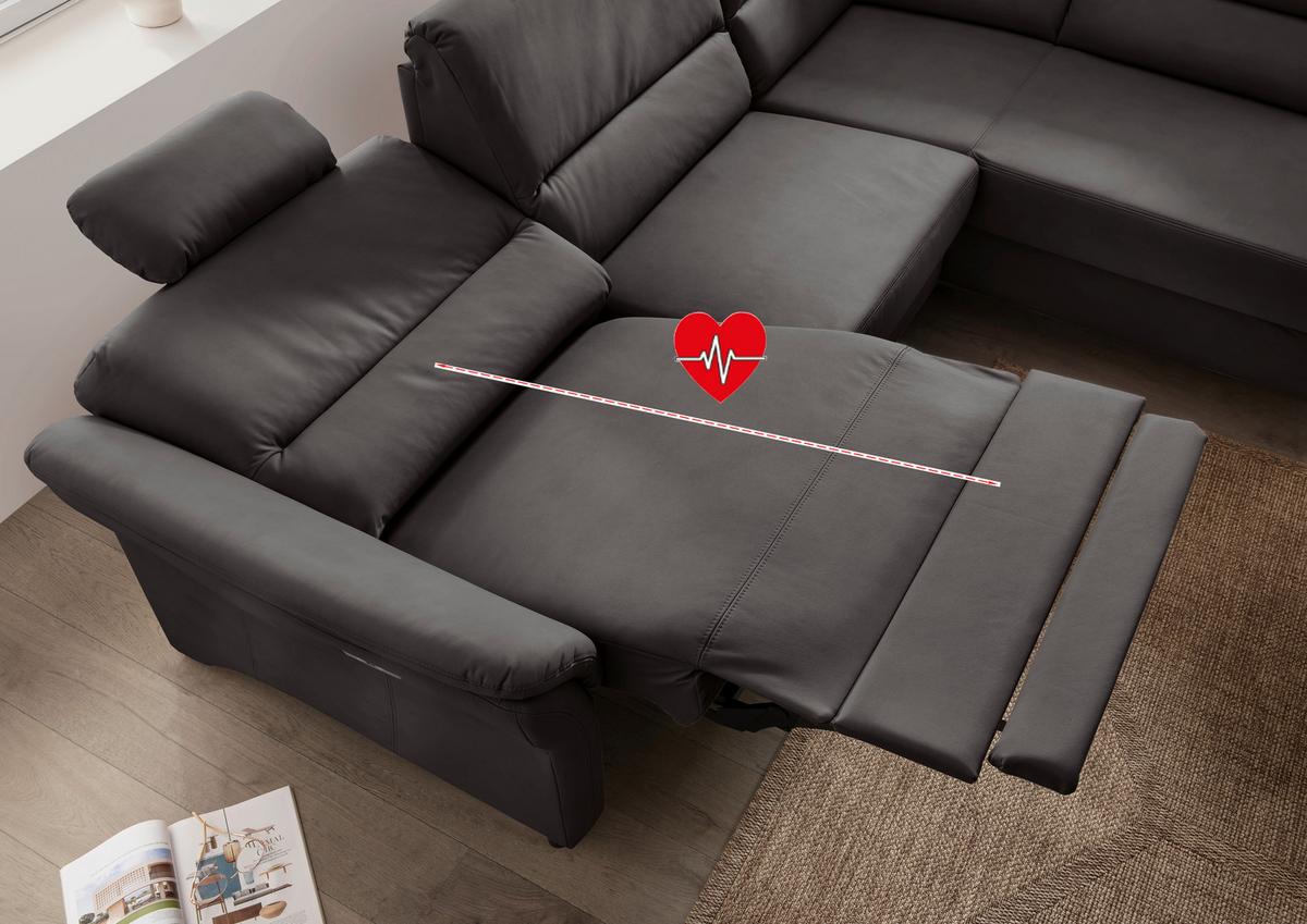 Ecksofa Cavoli Anthrazit S: 266x190 cm - Anthrazit/Schwarz, MODERN, Textil (266/190cm) - Livetastic