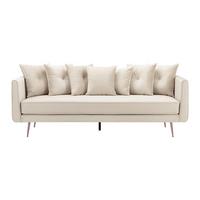 Pohovka Big Sofa LUIS, béžový samet - barva růžového zlata/béžová, Moderní, kov/dřevo (225/87/87cm) - Bessagi Home