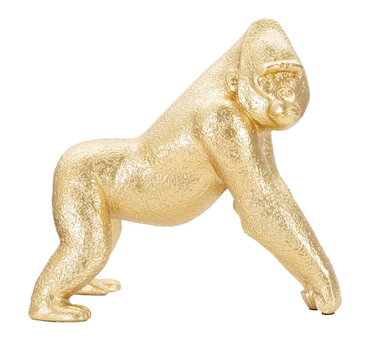 Skulptur Gorilla Dekor Side Goldfarben, B: 24,3 cm - Goldfarben, Basics, Kunststoff (24.3/22.8/13.9cm)