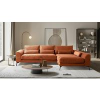 Ecksofa Berlin Cord Kupferfarben 313x172 cm - Schwarz/Kupferfarben, Design, Textil (313/172cm) - P & B