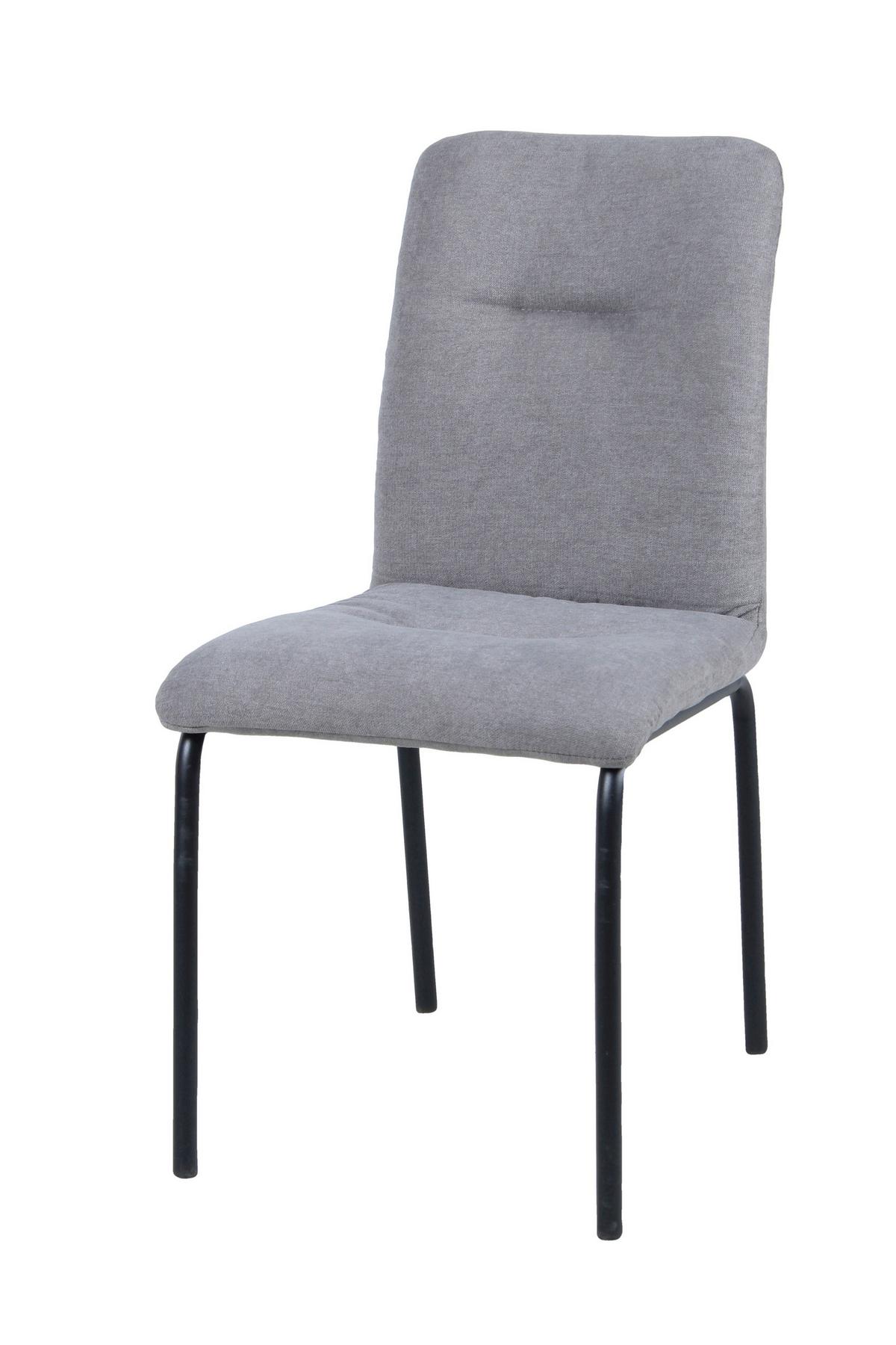 Stuhl-set Hellgrau, B: 44,5cm - Hellgrau/Schwarz, Design, Textil/Metall (44,5/87/55,5cm) - Livetastic