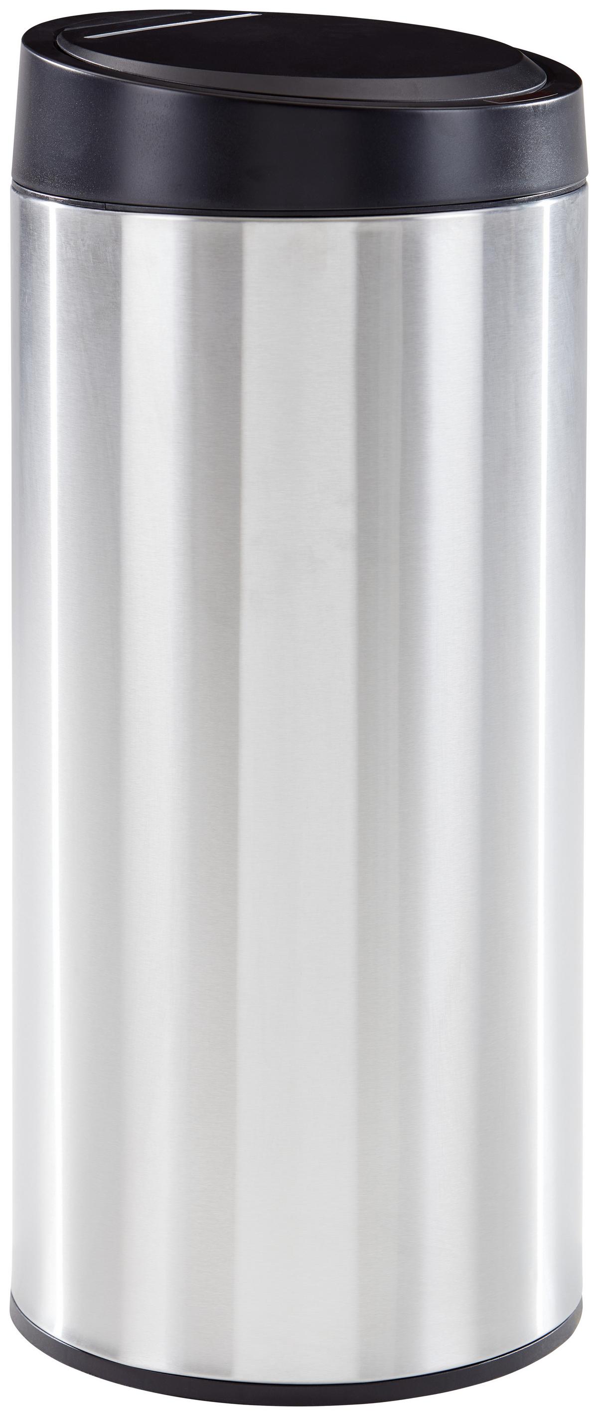 Mülleimer Carlee Mit Sensor 30 L Metall Silber - Silberfarben/Schwarz, Basics, Kunststoff/Metall (29,5/68cm) - Homezone