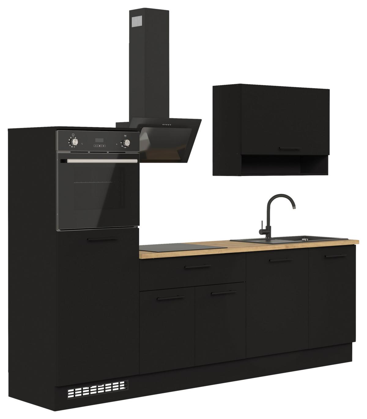 Küchenblock Berlin Schwarz/eiche Dekor B: 260 Cm - Schwarz/Eiche Artisan, Design, Holzwerkstoff (260cm) - MID.YOU