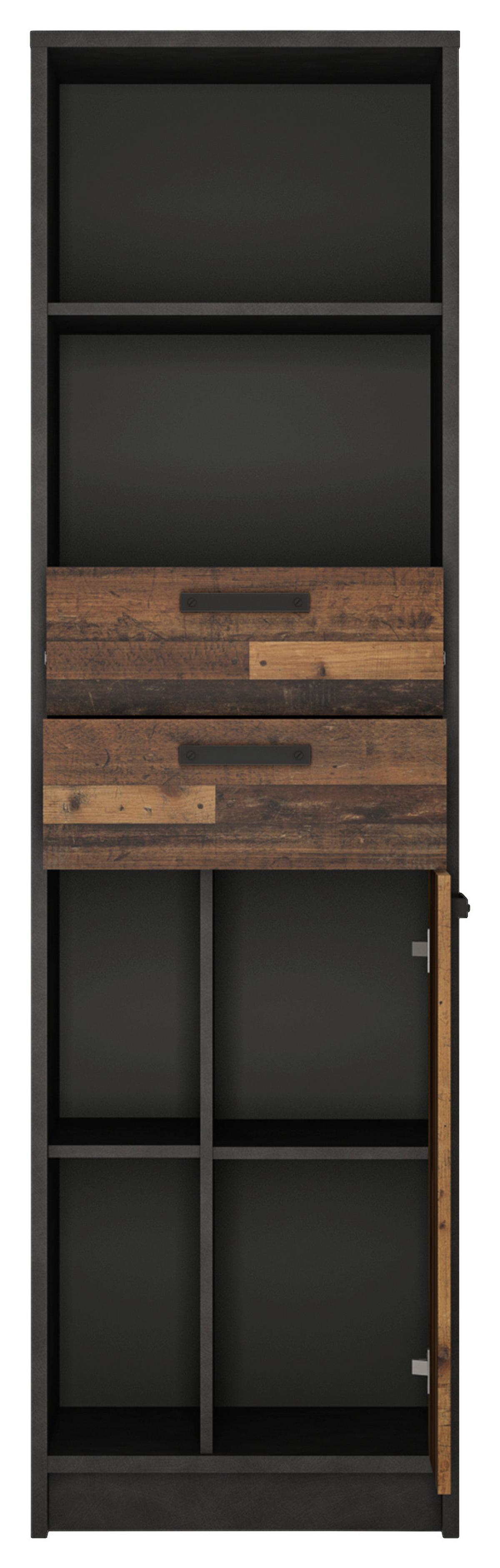 Gyerek Könyvespolc Nubi - ótölgy/sötétszürke, Modern, faalapú anyag (55,8/196/42cm)