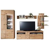 Wohnkombination Massiv 4-Tlg. Ravello Eichefarben - Eichefarben, Design, Glas/Holz (340/208/50cm) - Livetastic