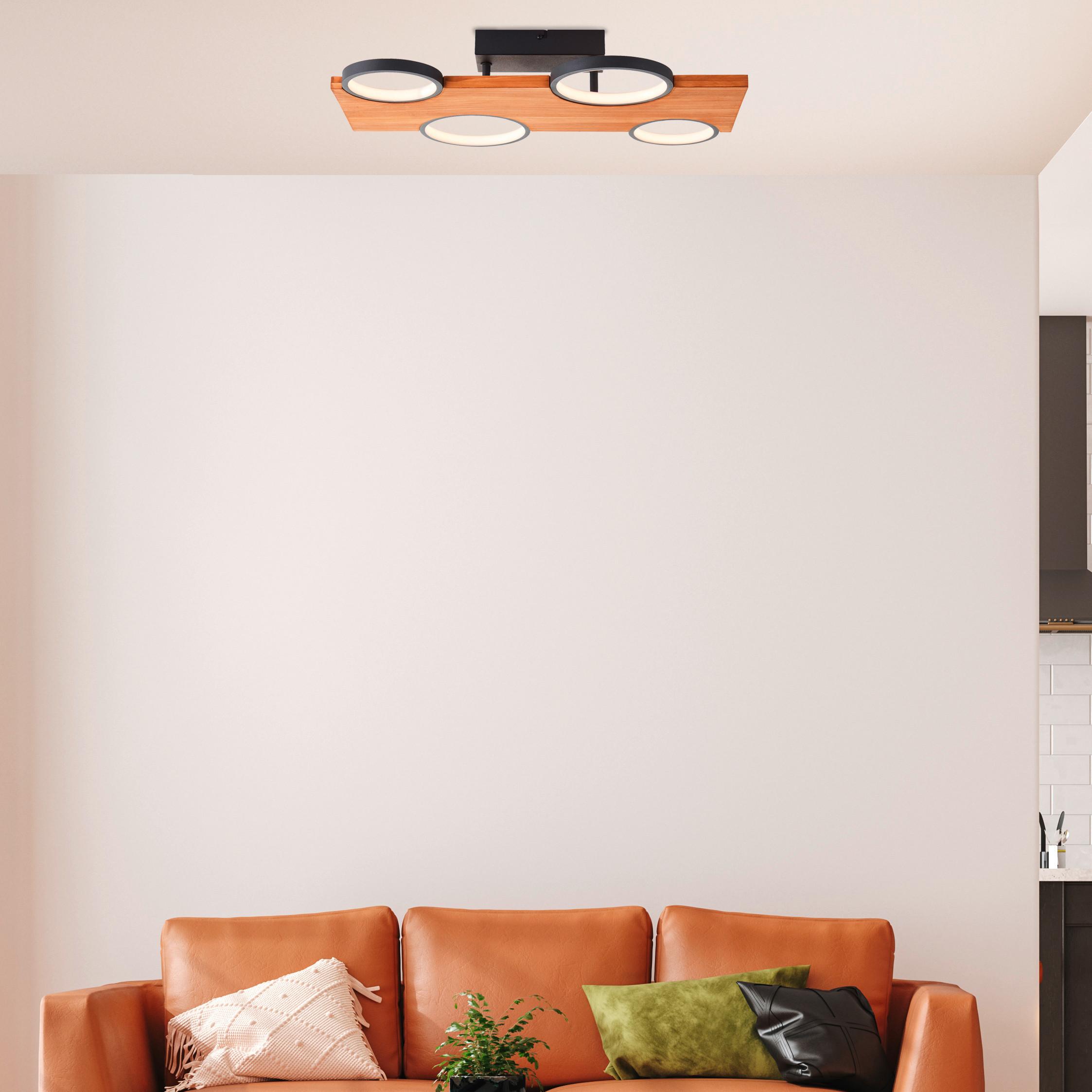 Led-deckenleuchte G99937/76 Cheesy - Hellbraun/Schwarz, Natur, Holz/Metall (10,2/55/34,6cm) - Brilliant