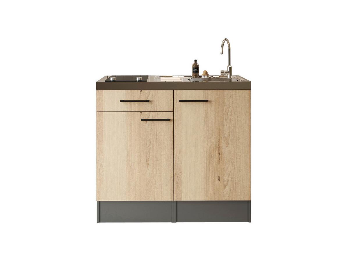 MINIKÜCHE Oliver, Grau Artisan B: 100 cm - Eiche Artisan/Grau, Trend, Holzwerkstoff (100cm) - Respekta