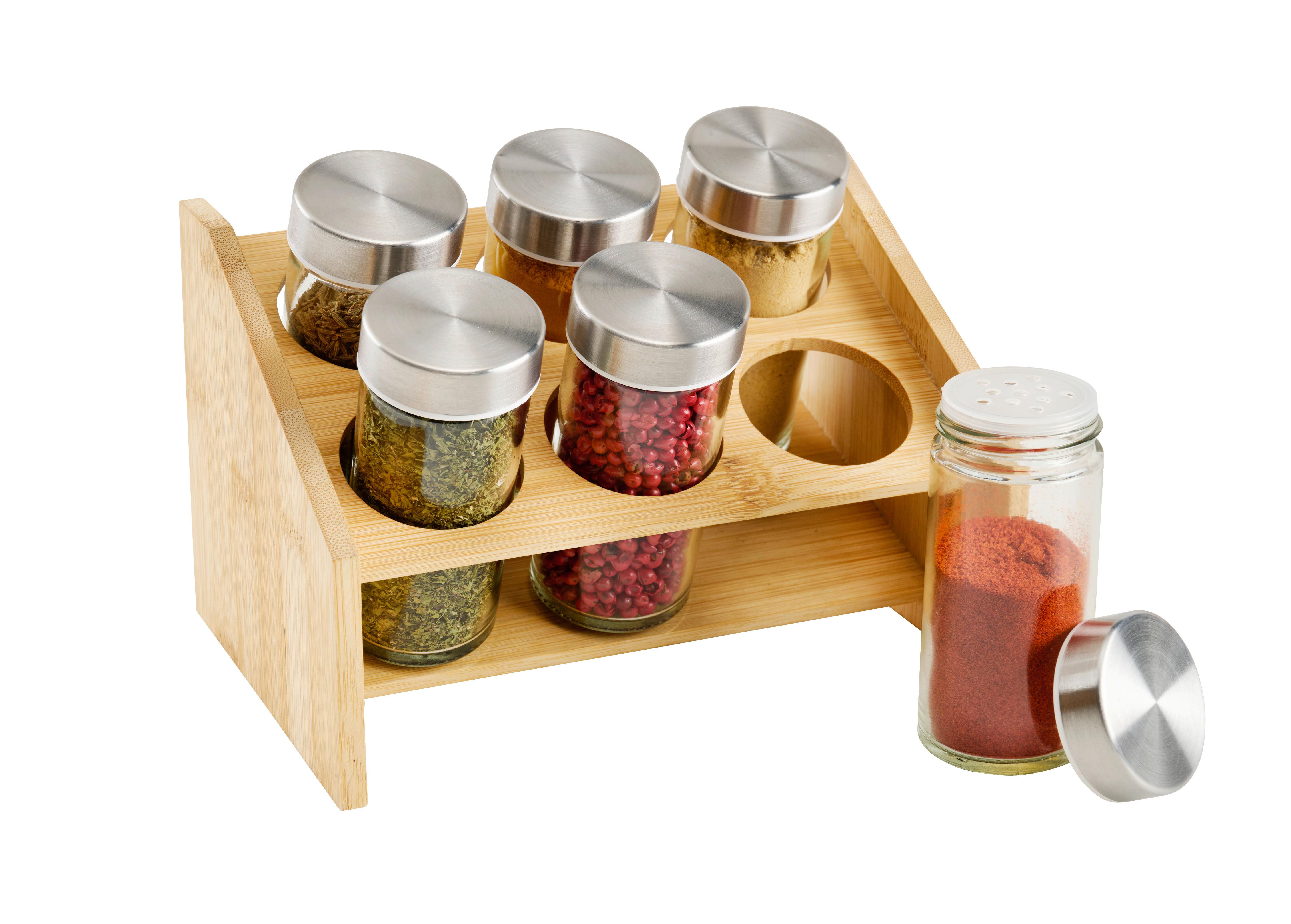 Polička na koreničky PETRA - priehľadné/svetlohnedá, Konventionell, kov/drevo (13,80/19/13,80cm)