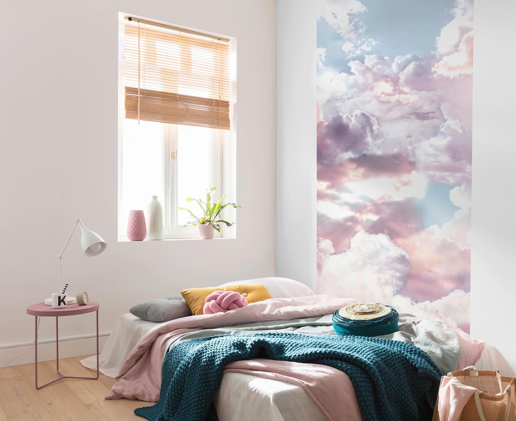 Vliestapete Clouds Panel - Rosa, Basics (100/250cm) - Komar