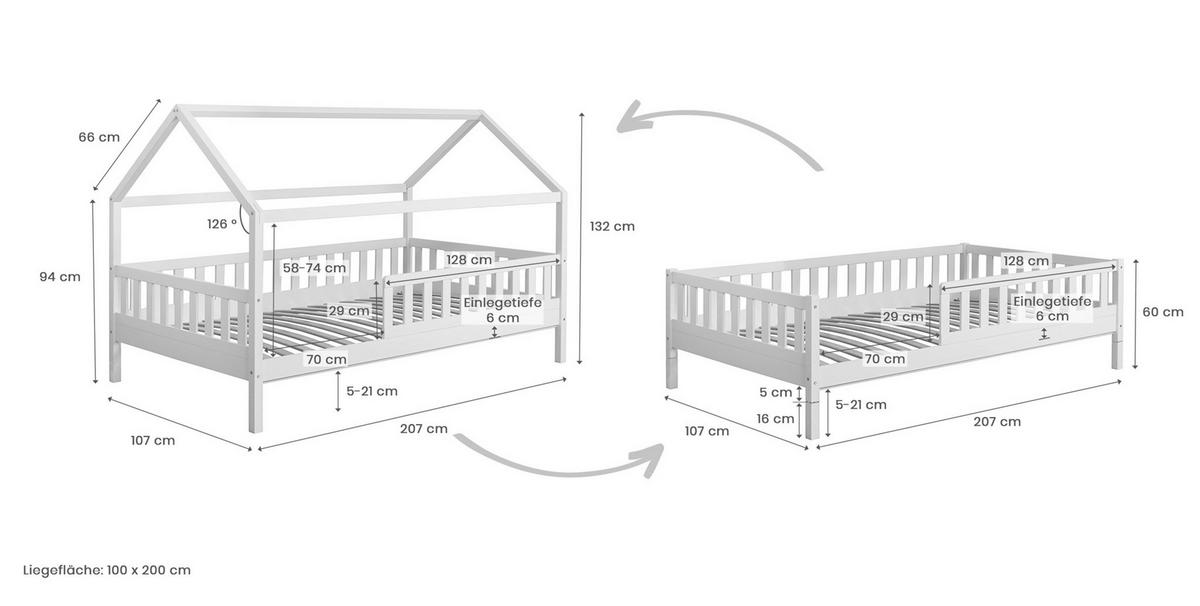Hausbett 100/200 Cm In Naurfarben - Naturfarben, MODERN, Holz (100/200cm) - MID.YOU