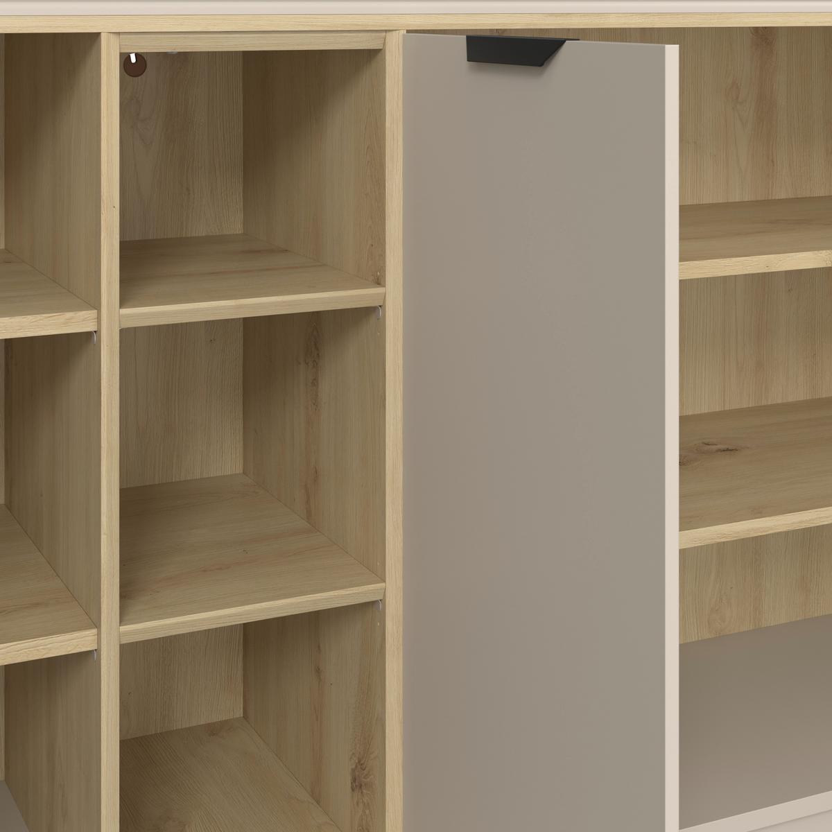 Sideboard Darius Eiche Artisan/Kashmir,B:139cm - Kaschmir/Schwarz, Trend, Holzwerkstoff (138,9/87,4/37cm)