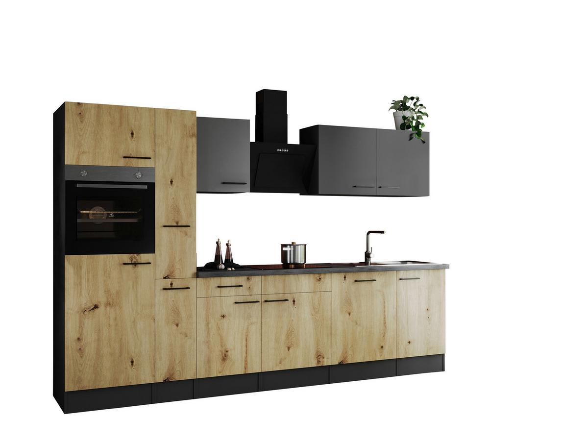 Küchenblock Oliver Artisan Dekor, Grau  B: 310 cm - Eiche Artisan/Grau, Design, Holzwerkstoff (310cm) - Respekta