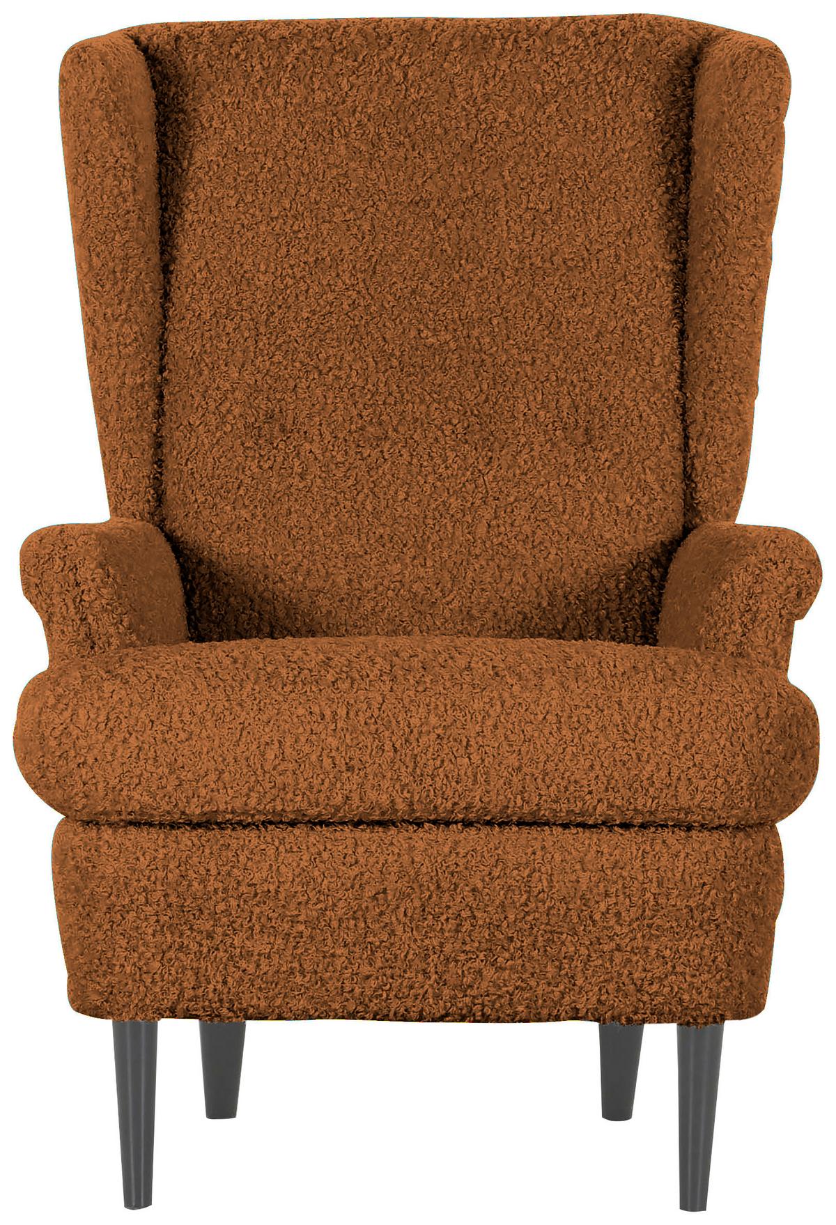 Ohrensessel Versailles Rostfarben B: 72 cm - Rostfarben/Dunkelbraun, Design, Textil (72/104/85cm) - MID.YOU