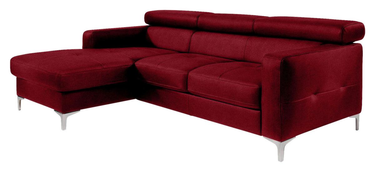 Ecksofa Sammy Dunkelrot - Chromfarben/Dunkelrot, Design, Textil (169/226cm) - Livetastic