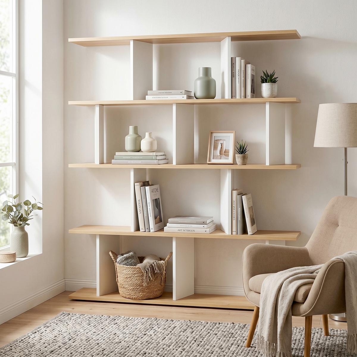 REGÁL JORIN - farba duba/tmavosivá, Design, kompozitné drevo (130/137/25cm) - Livetastic