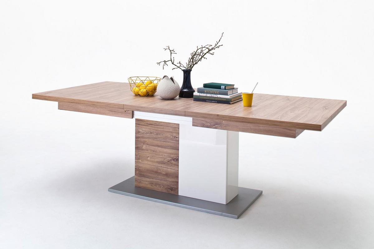Esstisch Ausziehbar Luzern 180-230x100cm Weiß/eiche Dekor - Eichefarben/Weiß, Design, Holzwerkstoff (180-230/100/77cm) - Livetastic