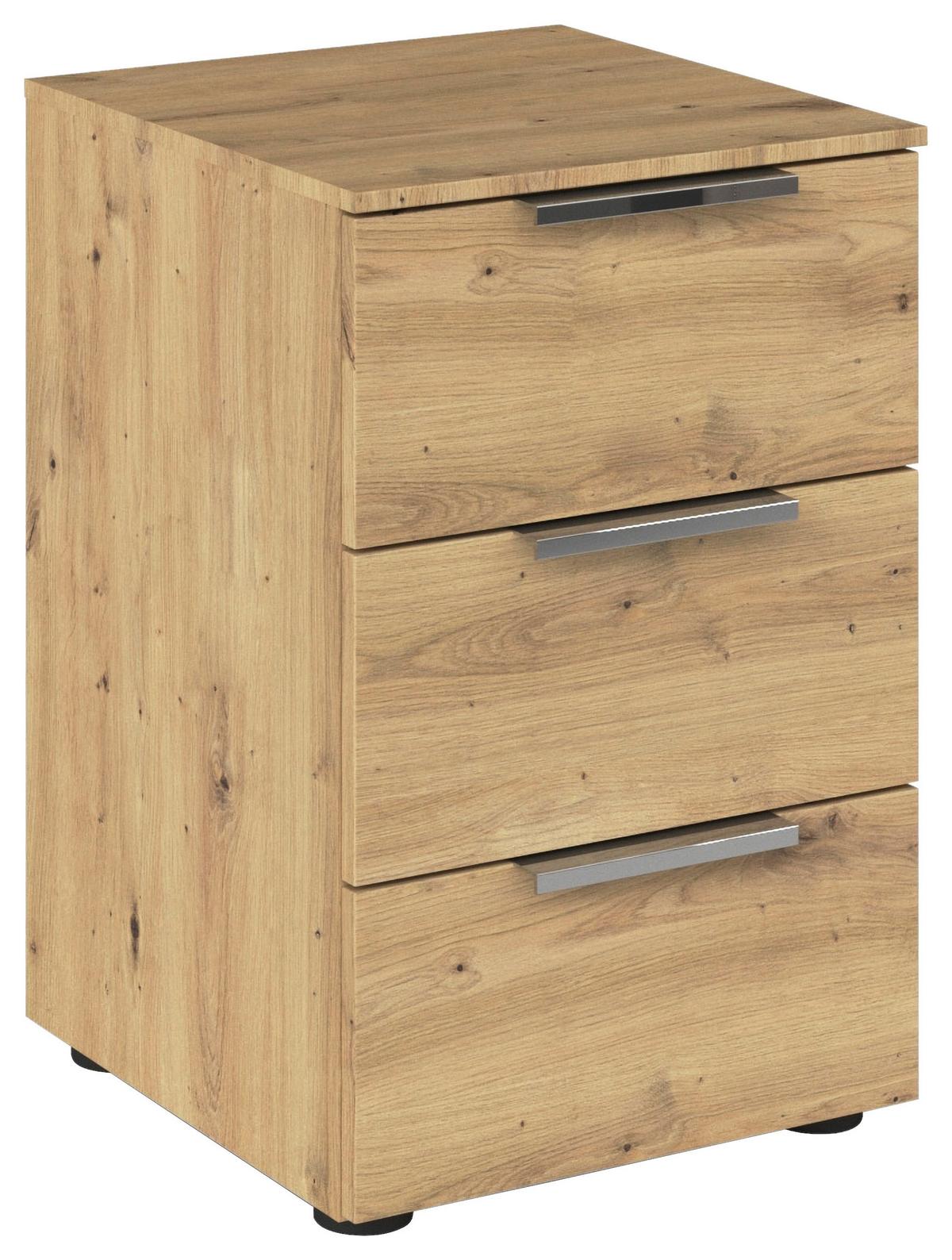 Nachtkästchen Eiche Artisan H: 61 cm Flipp - Chromfarben/Schwarz, MODERN, Holzwerkstoff (40/61/42cm) - Rauch Möbel