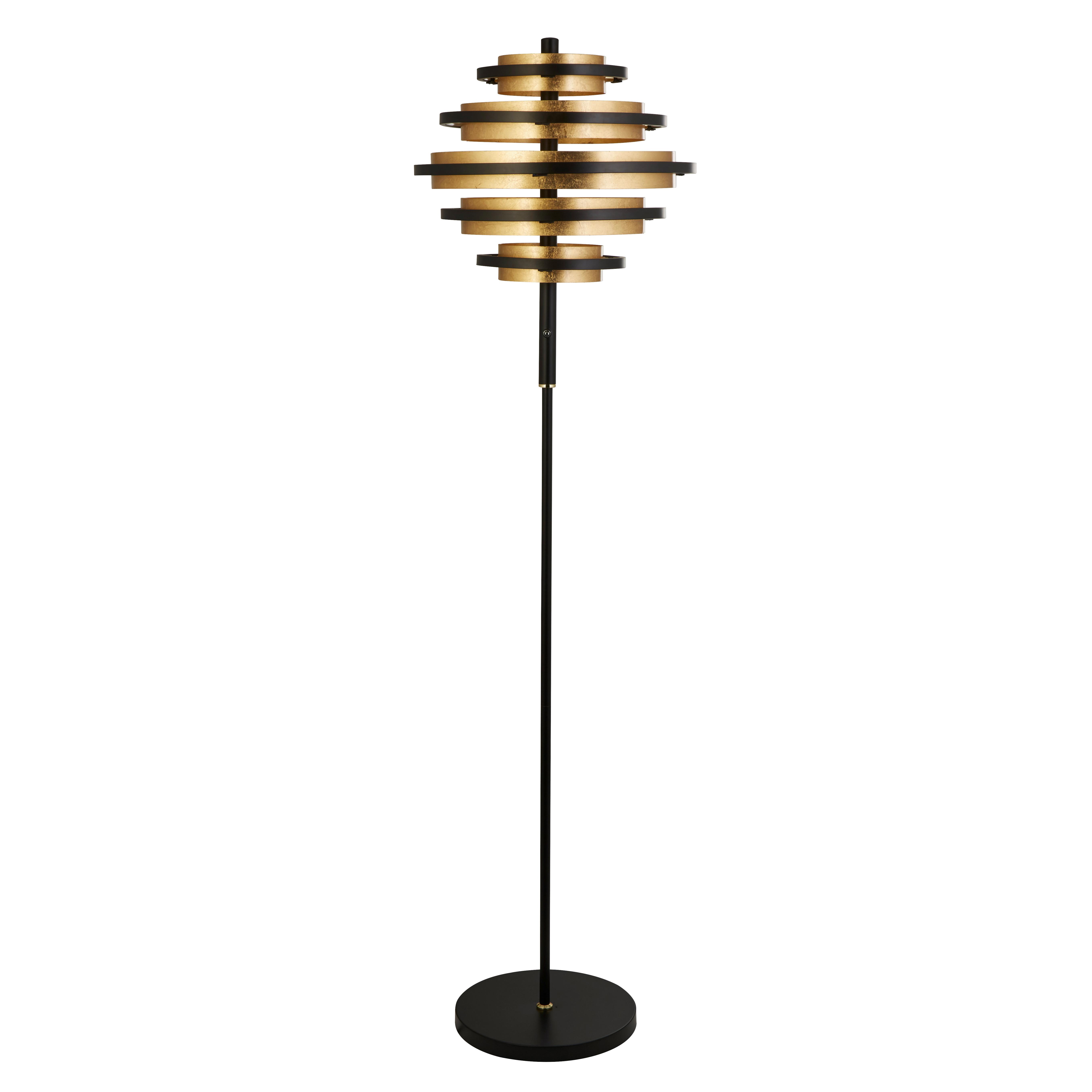 Led Állólámpa Eu6359bg Hive - fekete/sárgarézszínű, Design, fém (40/148cm)