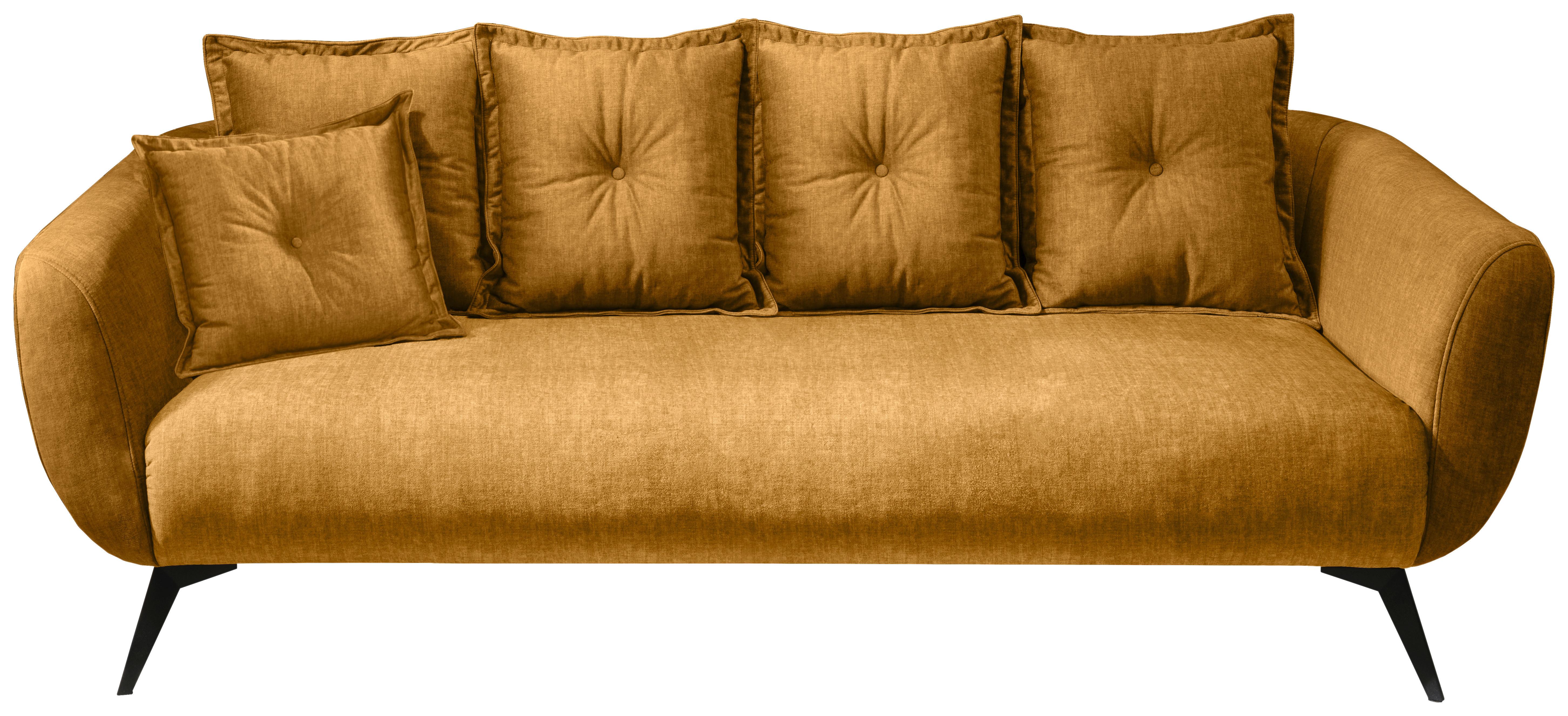 3-Sitzer-Sofa Baggio mit Kissen Gelb - Gelb/Schwarz, MODERN, Holz/Textil (236/94/103cm) - Livetastic