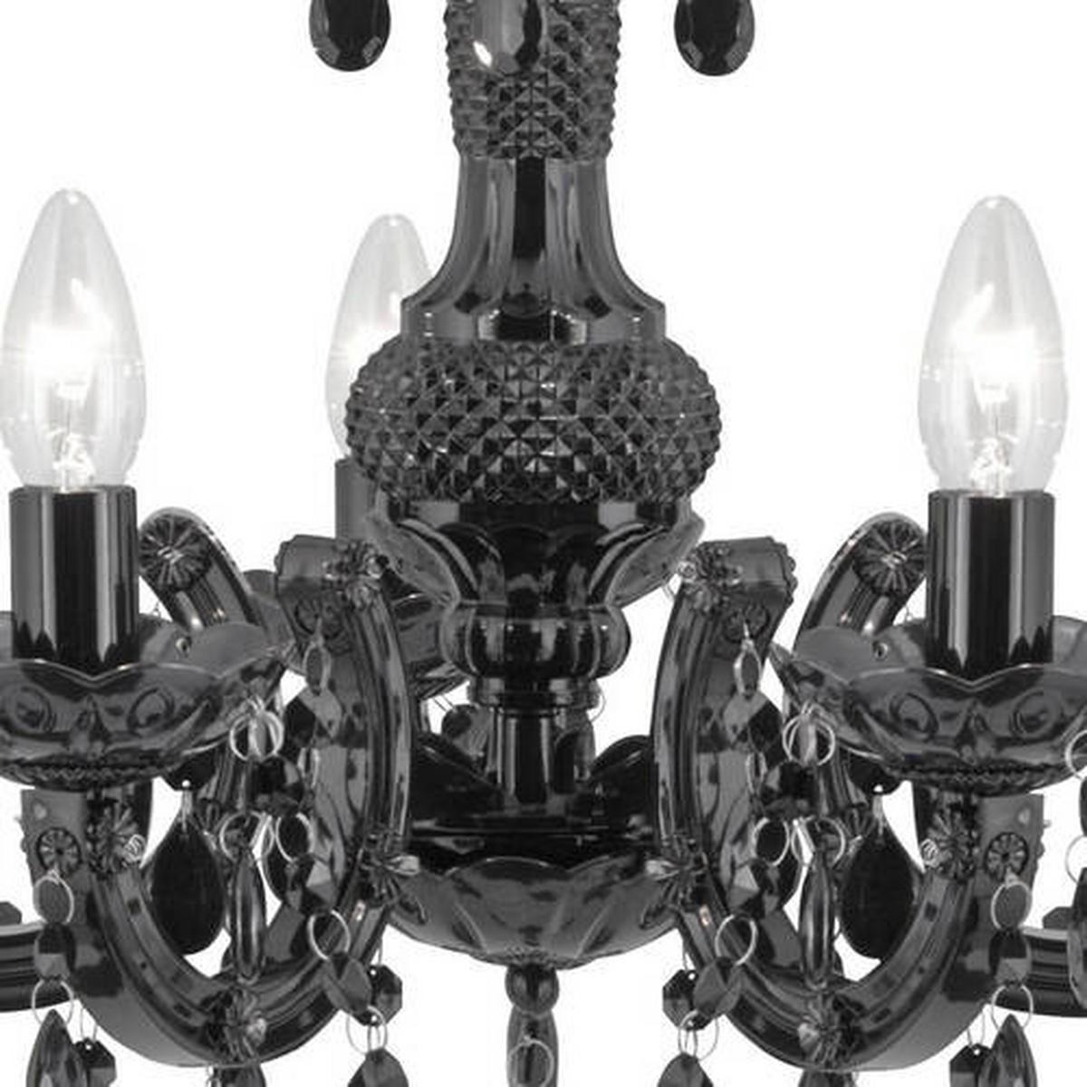 Kronleuchter Marie Therese 5xe14 Schwarz, Kunststoff/Glas - Schwarz, Trend, Glas/Kunststoff (48/120cm)