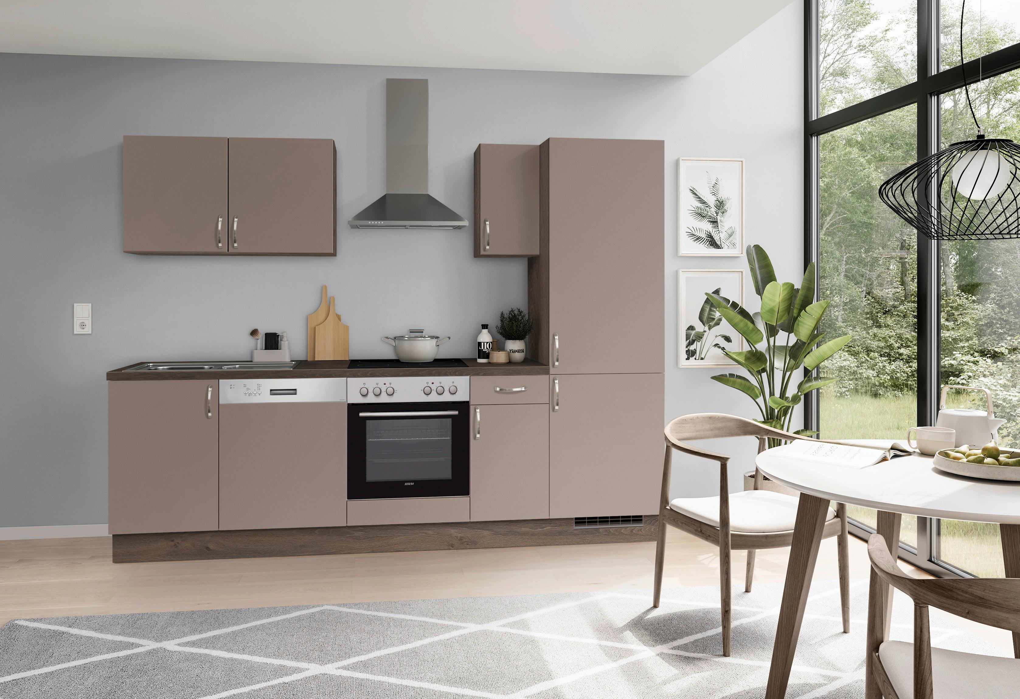 Küchenblock Ip 3150 - Eiche dunkel/Cappuccino, Basics, Holzwerkstoff (270cm) - Impuls