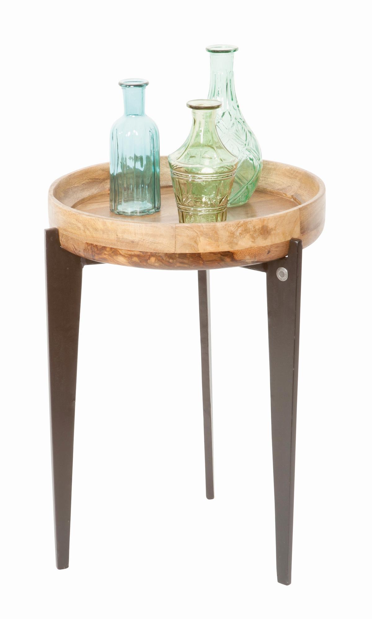 BEISTELLTISCH BEISTELLTISCH Ø 40 CM - Schwarz/Naturfarben, Design, Holz/Metall (40/40/56cm) - MID.YOU