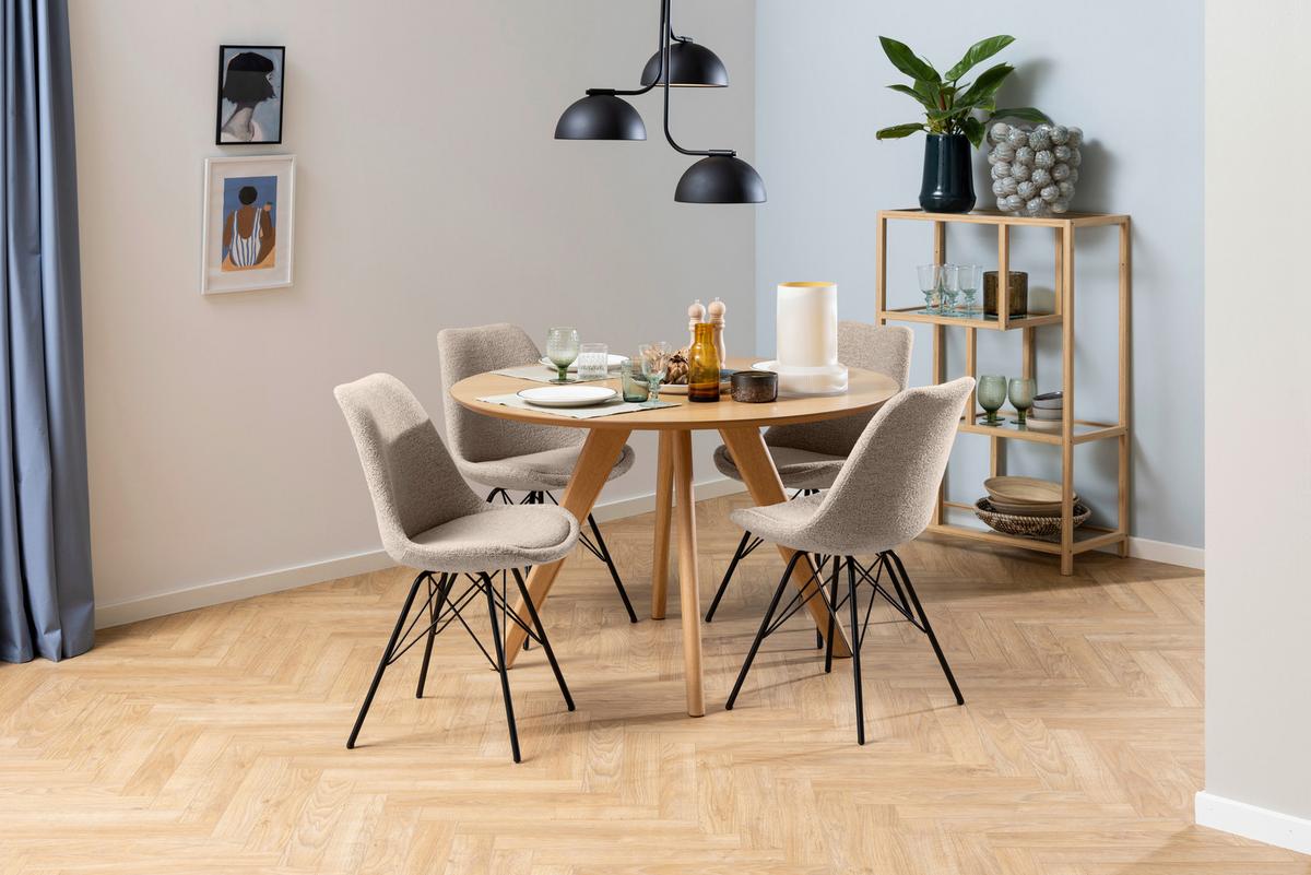 Stuhl Eris Beige B: 48,5 Cm - Beige/Schwarz, Design, Holz/Textil (48,5/85,5/54cm) - MID.YOU