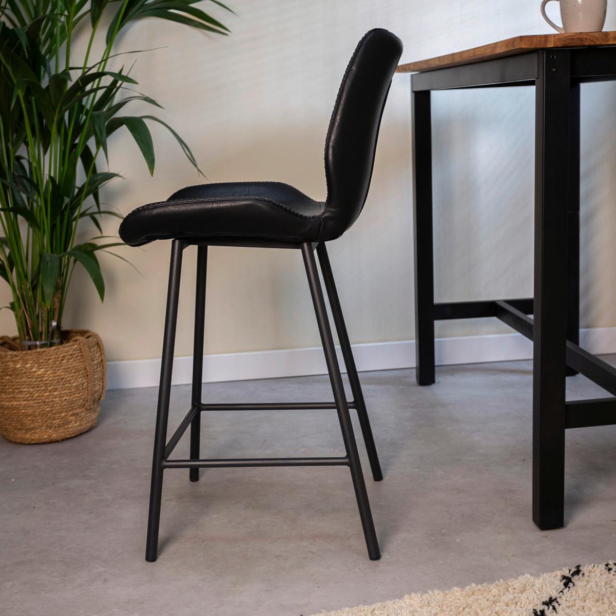 Barhocker-Set Barron - Schwarz, KONVENTIONELL, Kunststoff/Textil (47/99/55cm) - MID.YOU