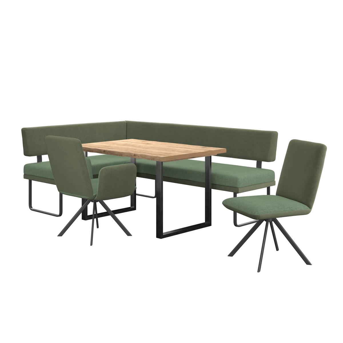 Eckbank Kian Webstoff Grün,  S:164x233 cm - Schwarz/Grün, Trend, Textil/Metall (164/233cm)