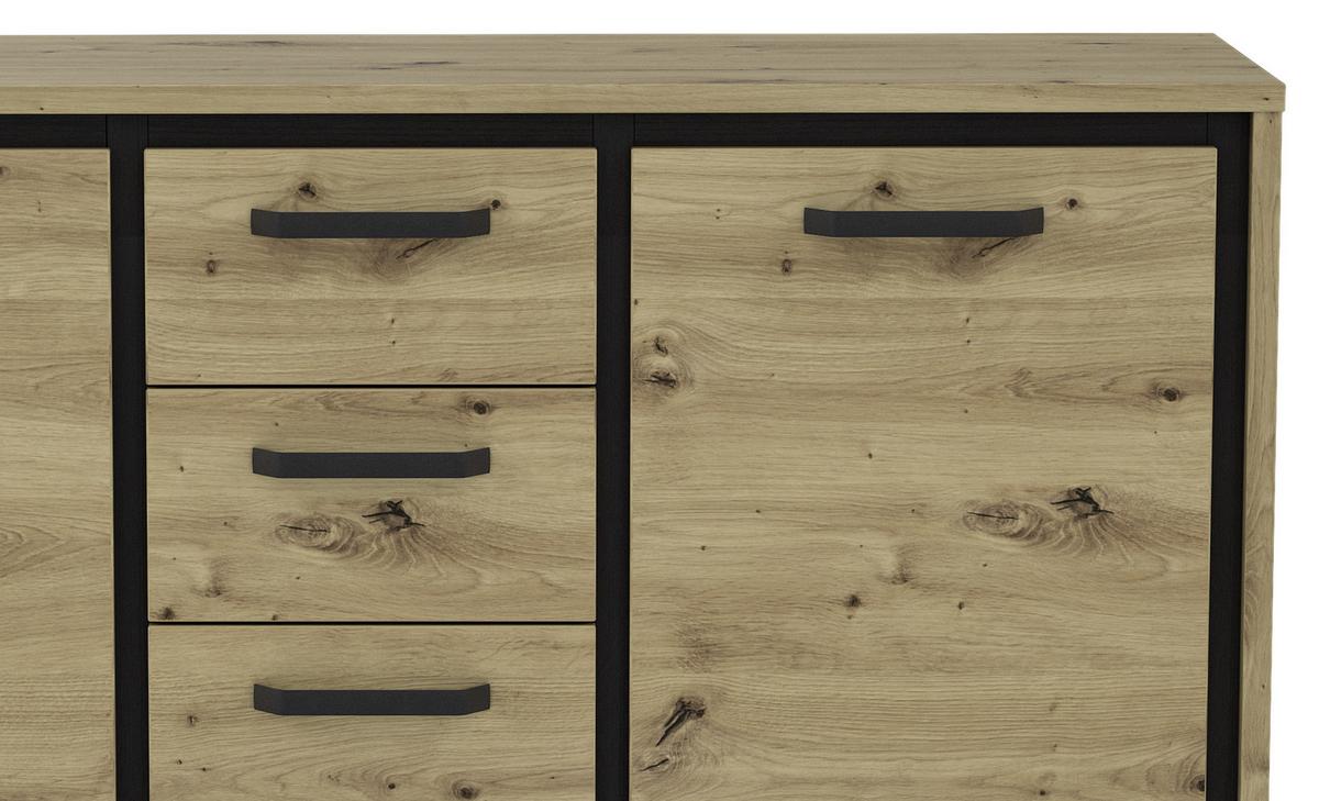 Kommode B 138,4 Cm Trondheim, Eiche Dekor/schwarz - Eichefarben/Schwarz, MODERN, Holzwerkstoff/Kunststoff (138,4/91,2/41,5cm) - MID.YOU