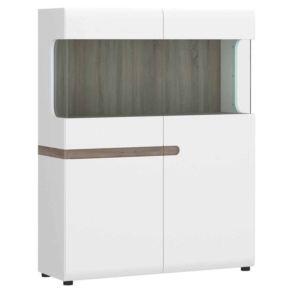 Vitrine Linate B: 109,4 Cm Alpinweiss/trüffel Eiche Dekor