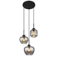 Hängeleuchte 3-flammig Indoor - Schwarz, Design, Glas/Kunststoff (38/120cm) - Globo